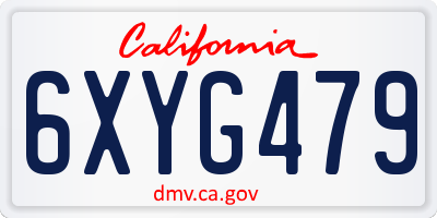 CA license plate 6XYG479