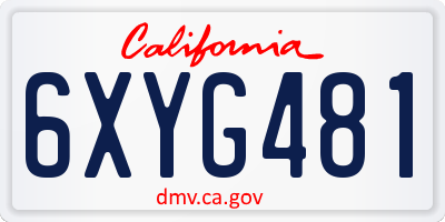 CA license plate 6XYG481