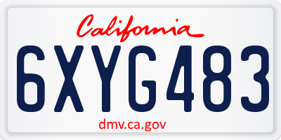 CA license plate 6XYG483