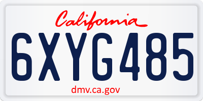 CA license plate 6XYG485