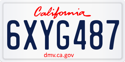CA license plate 6XYG487