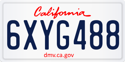 CA license plate 6XYG488
