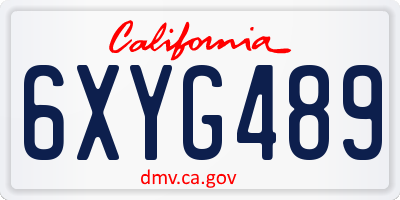 CA license plate 6XYG489