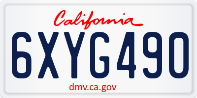 CA license plate 6XYG490