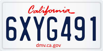 CA license plate 6XYG491