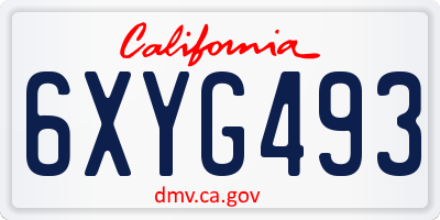 CA license plate 6XYG493