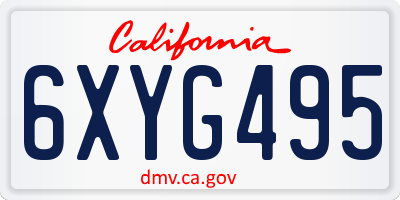 CA license plate 6XYG495