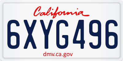 CA license plate 6XYG496