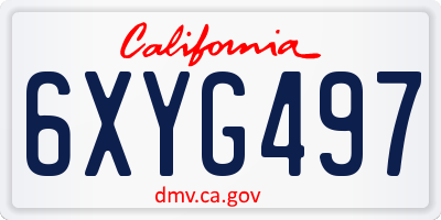 CA license plate 6XYG497