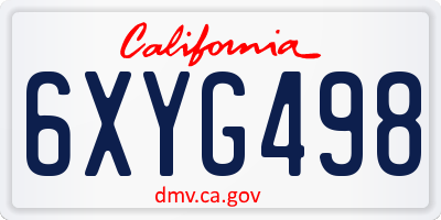 CA license plate 6XYG498