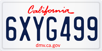 CA license plate 6XYG499