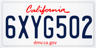CA license plate 6XYG502