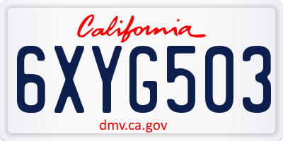 CA license plate 6XYG503