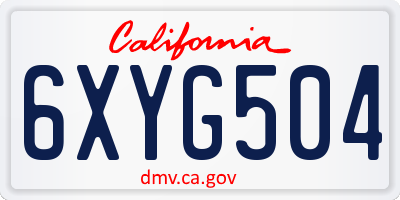 CA license plate 6XYG504