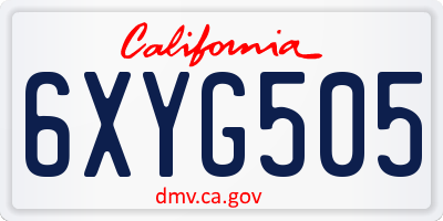 CA license plate 6XYG505