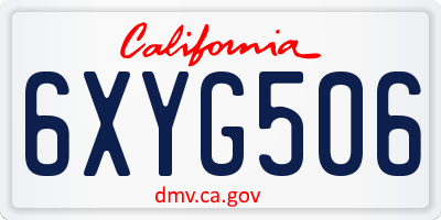 CA license plate 6XYG506