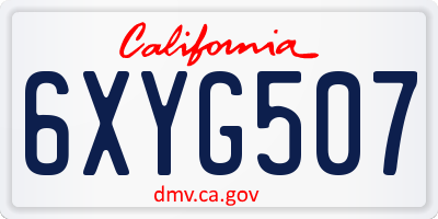 CA license plate 6XYG507