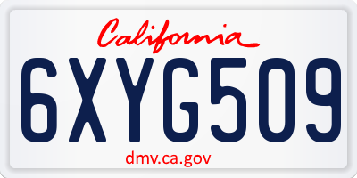CA license plate 6XYG509