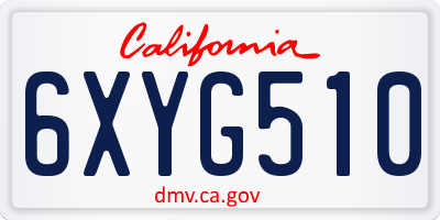CA license plate 6XYG510