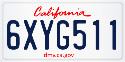 CA license plate 6XYG511
