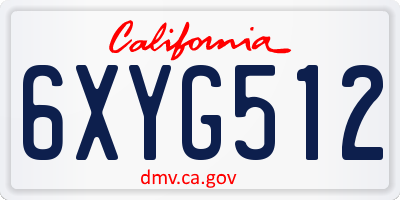 CA license plate 6XYG512