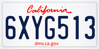 CA license plate 6XYG513