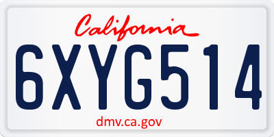 CA license plate 6XYG514