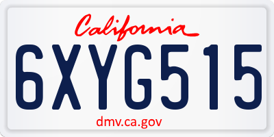 CA license plate 6XYG515
