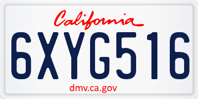 CA license plate 6XYG516