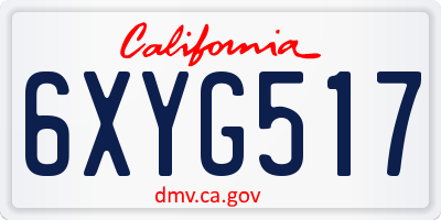 CA license plate 6XYG517