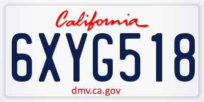 CA license plate 6XYG518