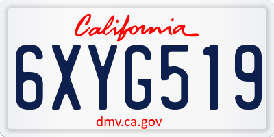 CA license plate 6XYG519