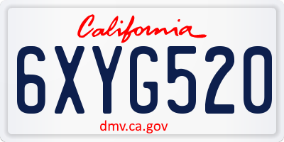 CA license plate 6XYG520