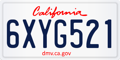 CA license plate 6XYG521