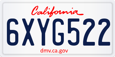 CA license plate 6XYG522