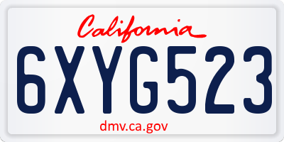 CA license plate 6XYG523