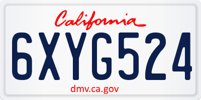 CA license plate 6XYG524