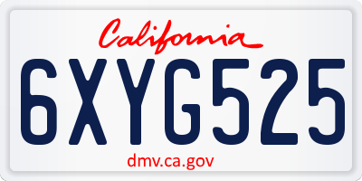 CA license plate 6XYG525