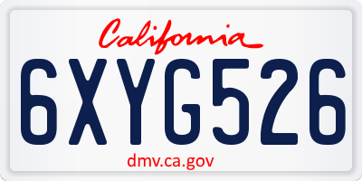 CA license plate 6XYG526
