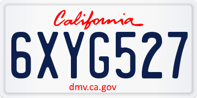 CA license plate 6XYG527