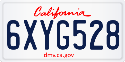 CA license plate 6XYG528