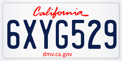 CA license plate 6XYG529
