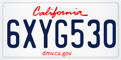 CA license plate 6XYG530