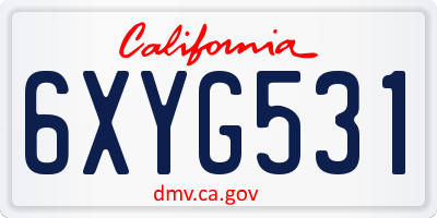 CA license plate 6XYG531