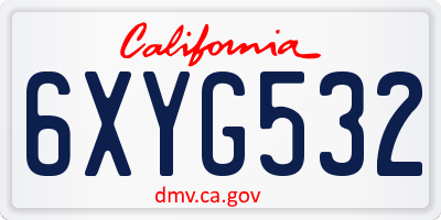 CA license plate 6XYG532