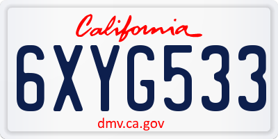 CA license plate 6XYG533