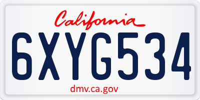 CA license plate 6XYG534