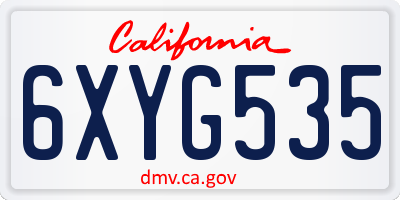 CA license plate 6XYG535