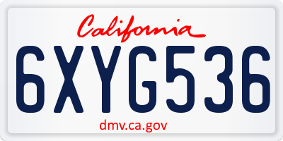 CA license plate 6XYG536