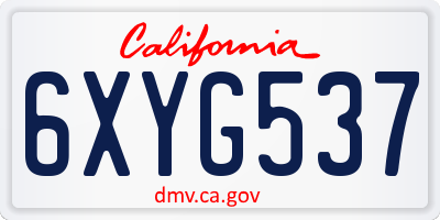 CA license plate 6XYG537